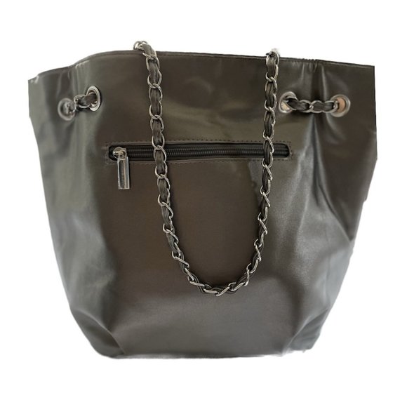 Laila Geir Ness Reversible Pale Pink and Pewter Faux Leather Shoulder Bag - Picture 1 of 9